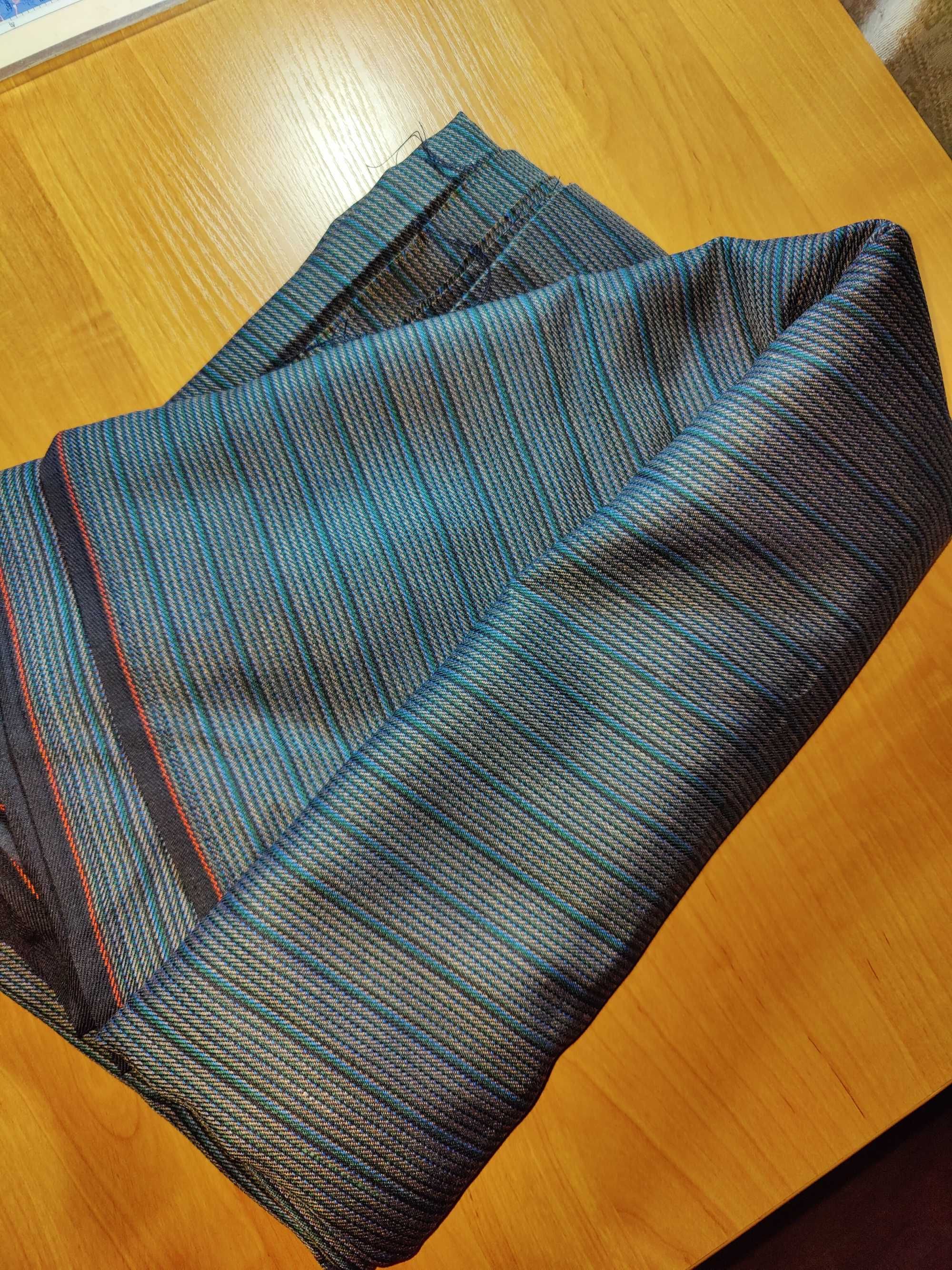 Ткань серая/синяя для костюмов, юбок, в полоску, клетку, деловая ткань