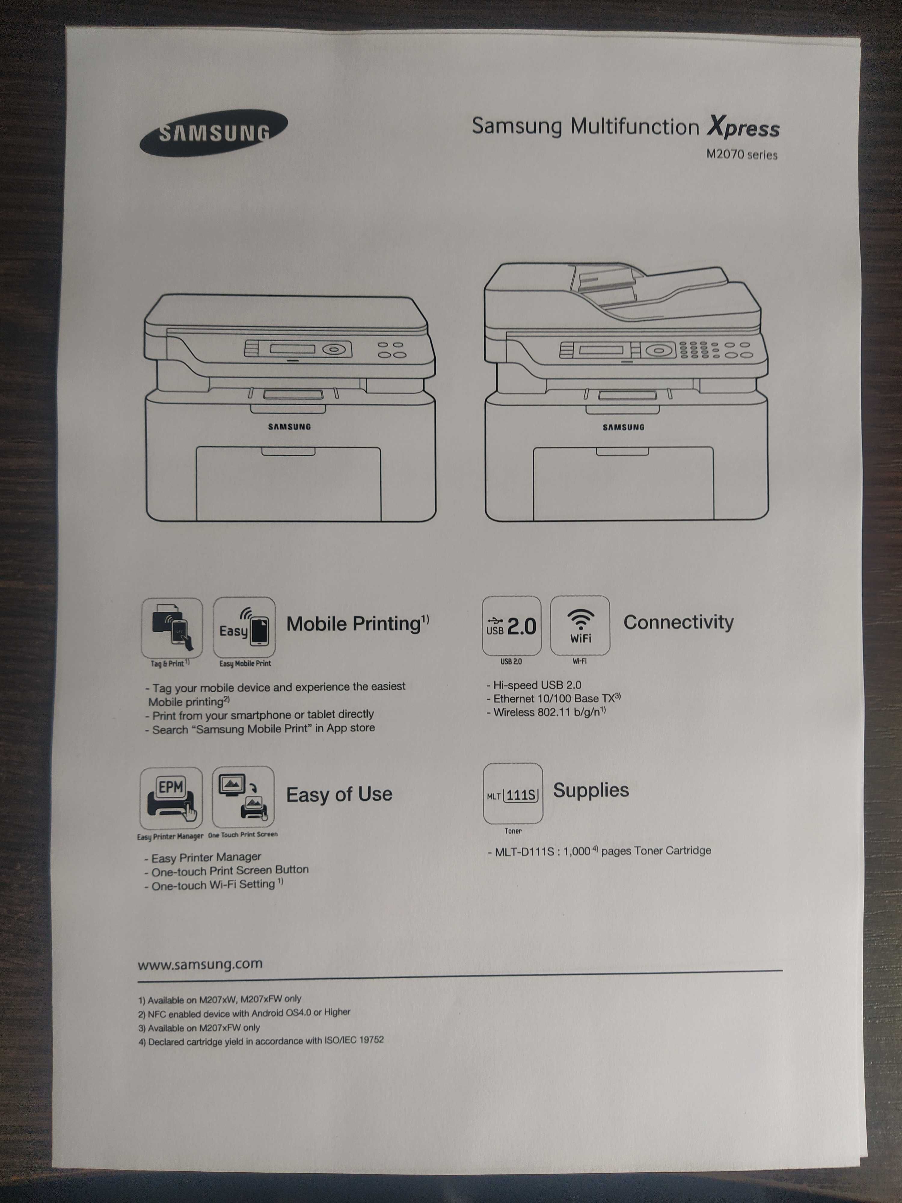 Лазерний принтер Samsung Xpress M2070W з WI-FI та NFC