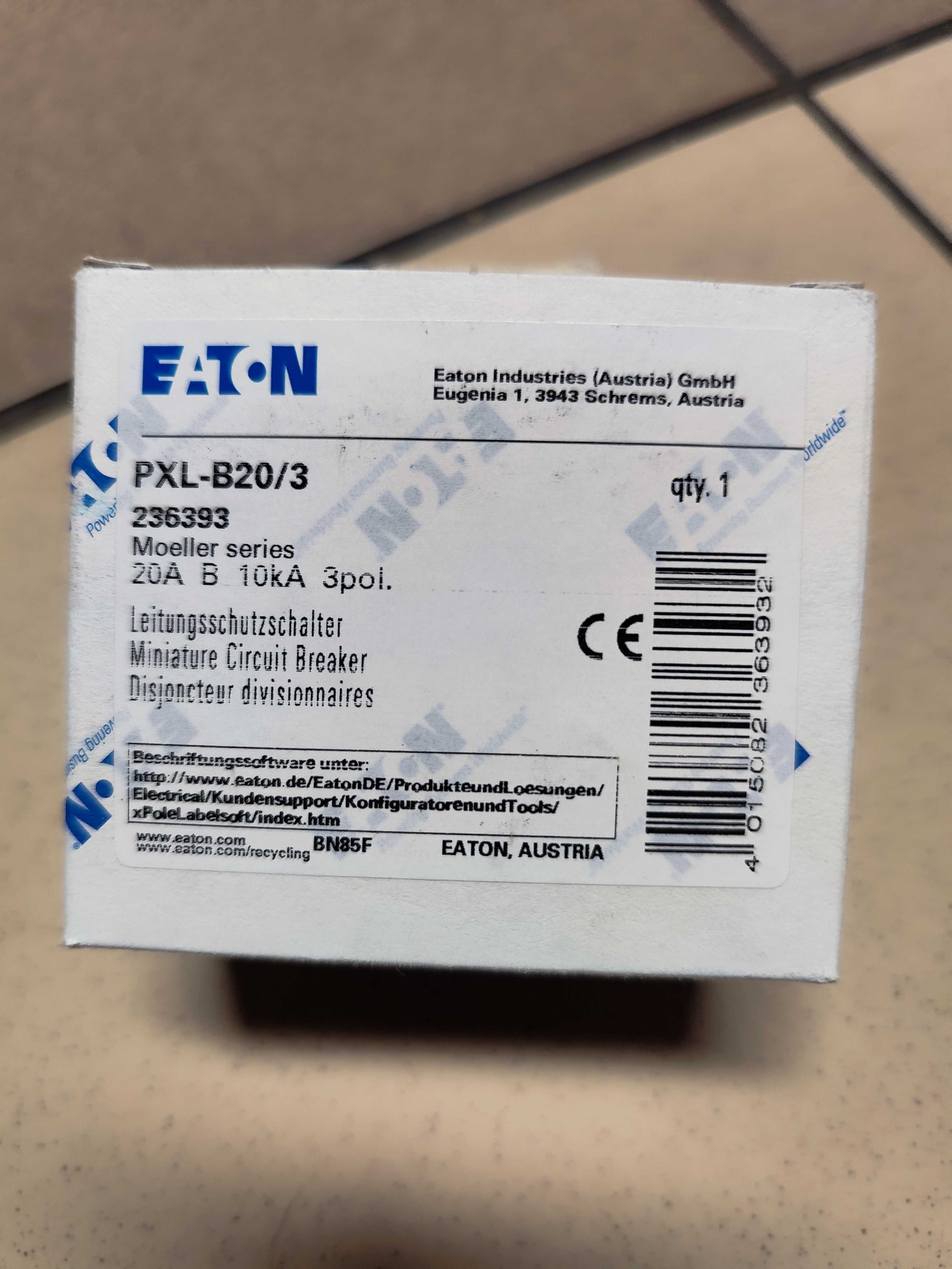 Wyłącznik nadprądowy 3-biegunowy EATON PXL-B20/3 10kA 236393