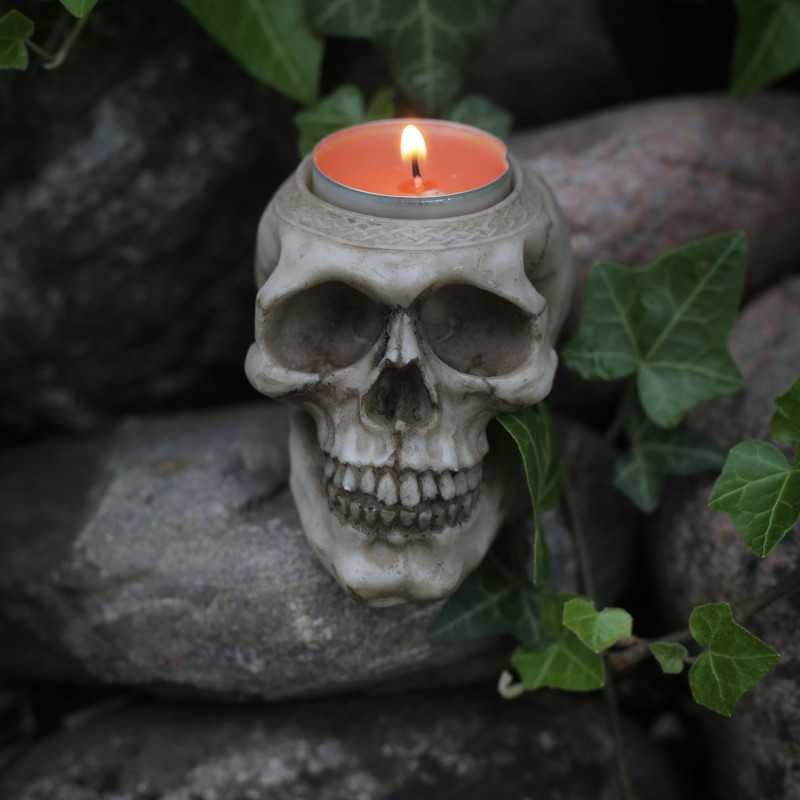 Celtycka czaszka zdobiony świecznik gothic horror fantasy
