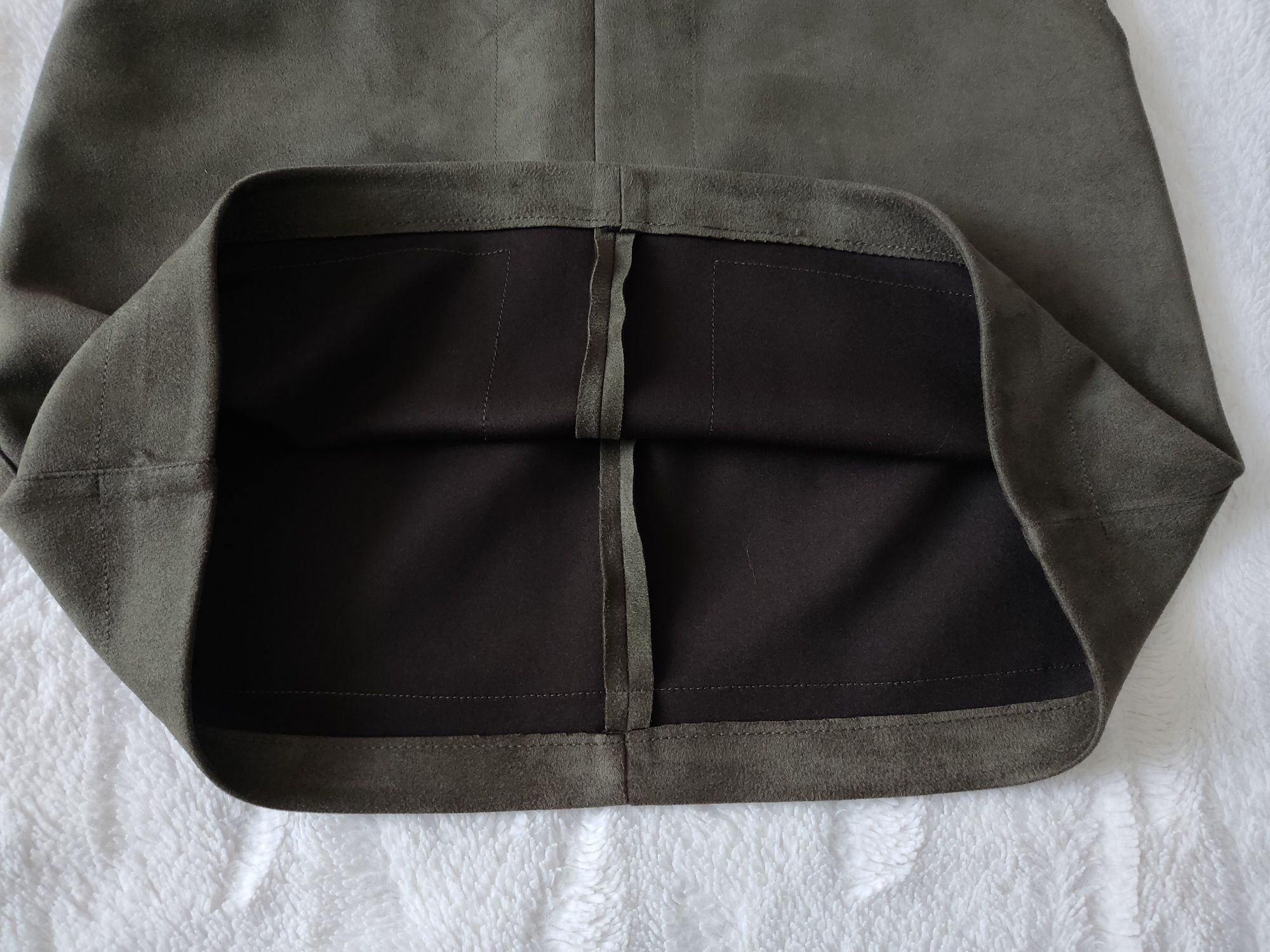 Orsay krótka spódnica zamszowa oliwkowa khaki elastyczna 38