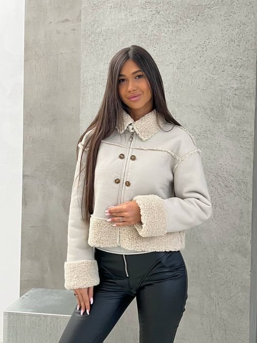 Вкорочена трендова дублянка, люкс якість, автоледі | Женская дубленка