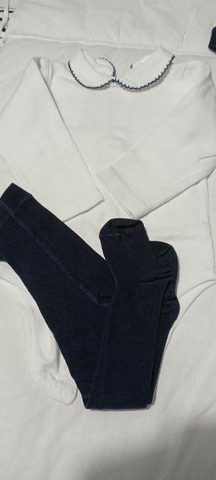 Conjunto de jardineira calção, body e meias