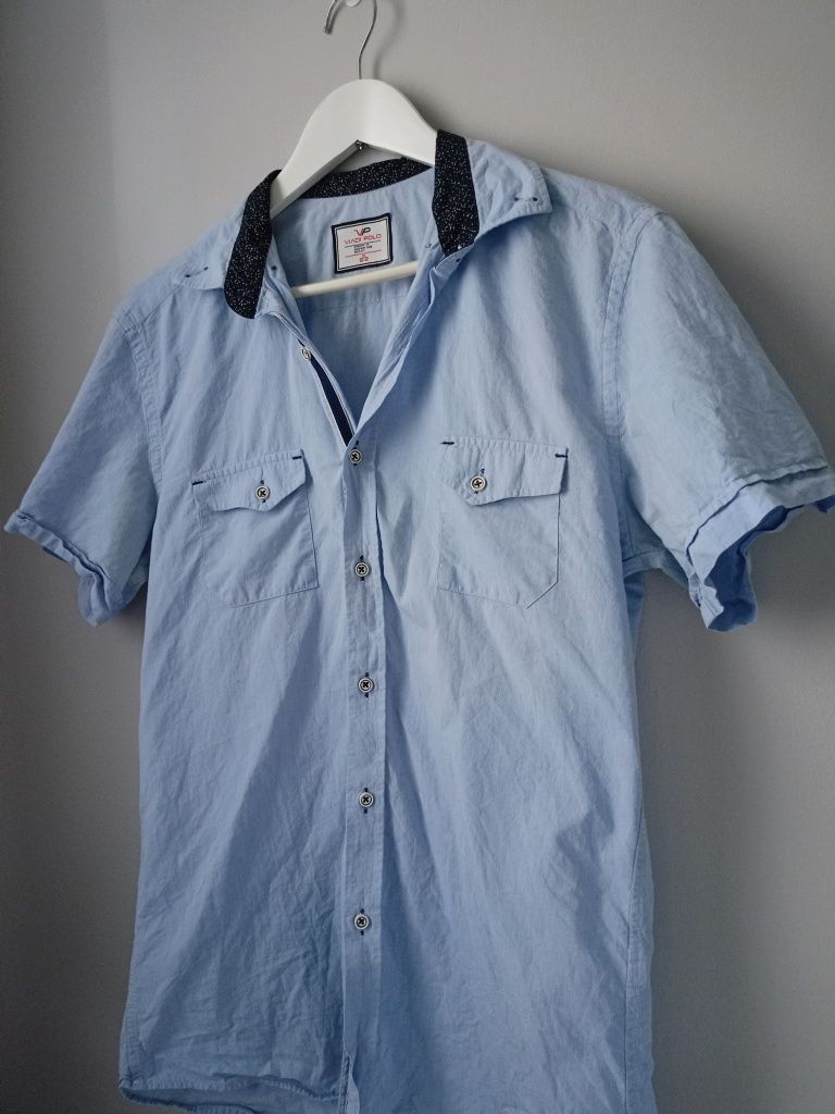 Bawełniana koszula młodzieżowa rozmiar M błękitna