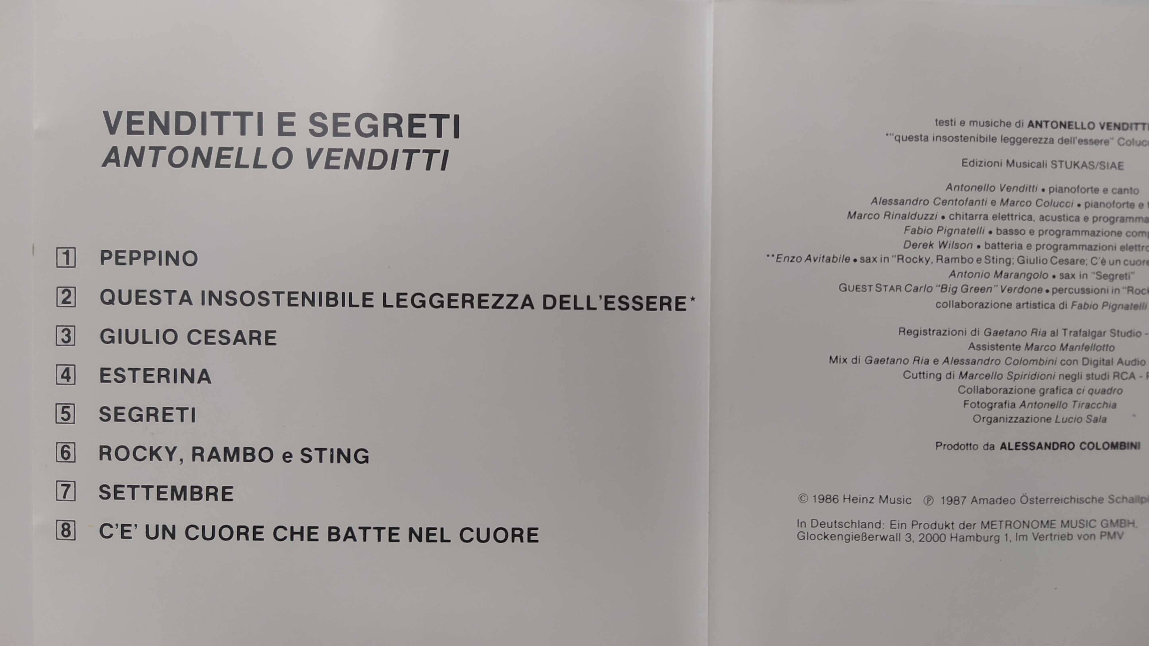 Antonello Venditti  Venditti E Segreti płyta CD piosenka włoska