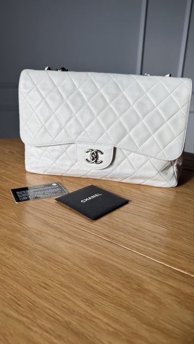 Torebka Chanel Jumbo Classic Single Flap biala