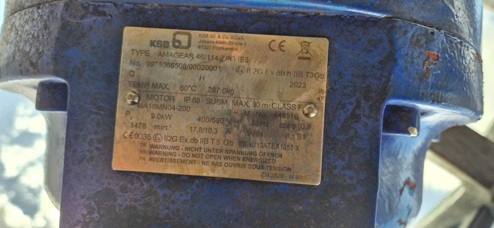 Mieszadło Mikser 9 kW obr 46 min KSB Idealny stan 2023 rok