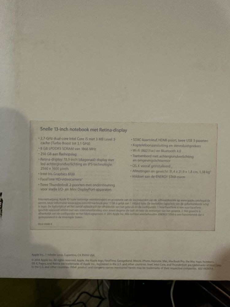 Ноутбук MacBook PRO 13” 2015 A1502 Retina. 8/256 Gb