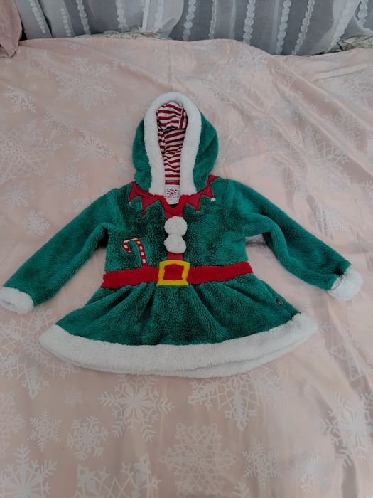 Świąteczna sukienka Mikołaj święta  pięknie zdobiona roz  4-5 miesięcy