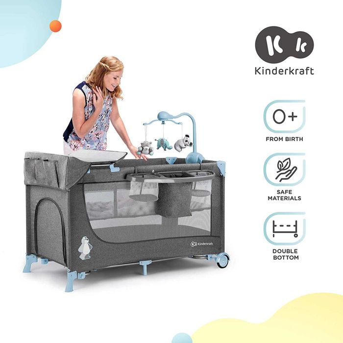 ліжко ліжечко з пеленатором кроватка Дорожнє Kinderkraft JOY ACC