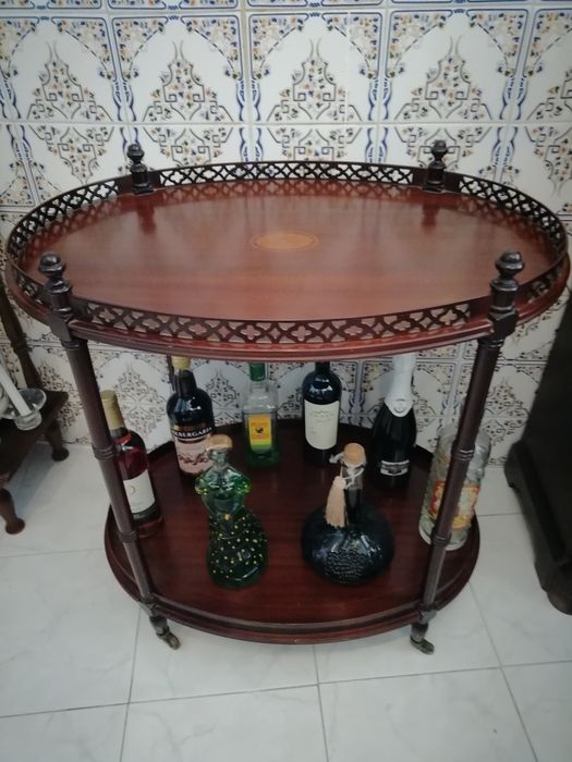 Mesa Apoio Bar Antigo C Rodas