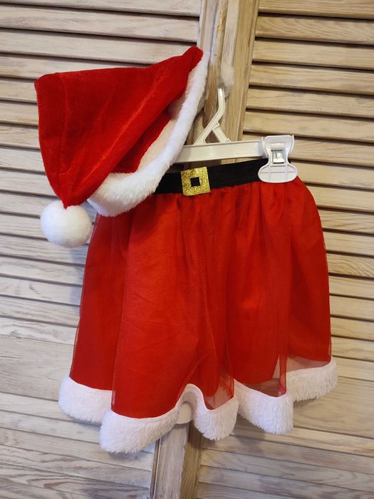 Strój na mikołajki - spódniczka i czapka - 98/104