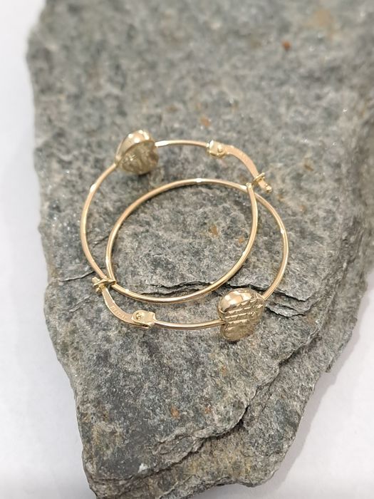 Piękne złote kolczyki koła Serduszka 585 Nowe 2.5 cm