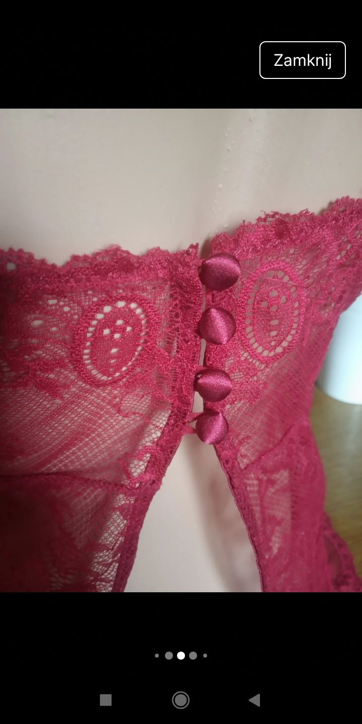 Komplet szlafrok koszulka i stringi
