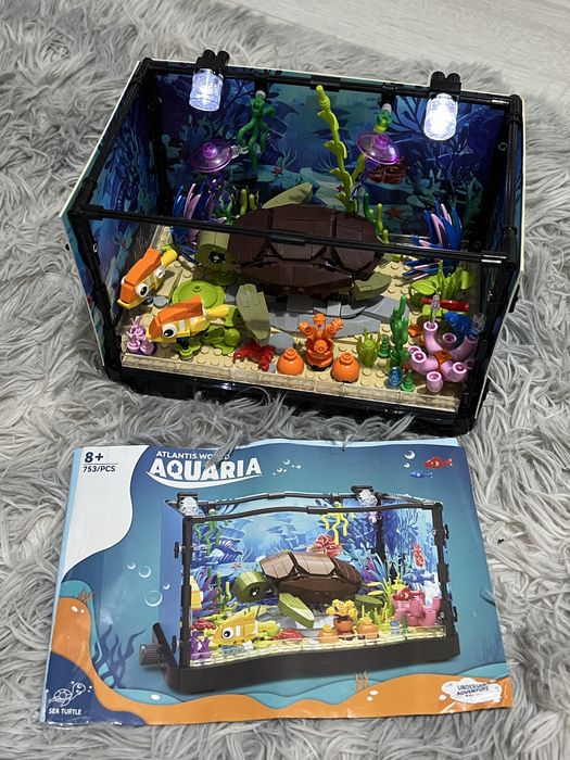 Klocki akwarium jak lego żółw rybki jak nowe lampki led lampka