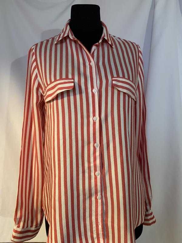 Блузка рубашка белая в красную полоску от ZARA размер М