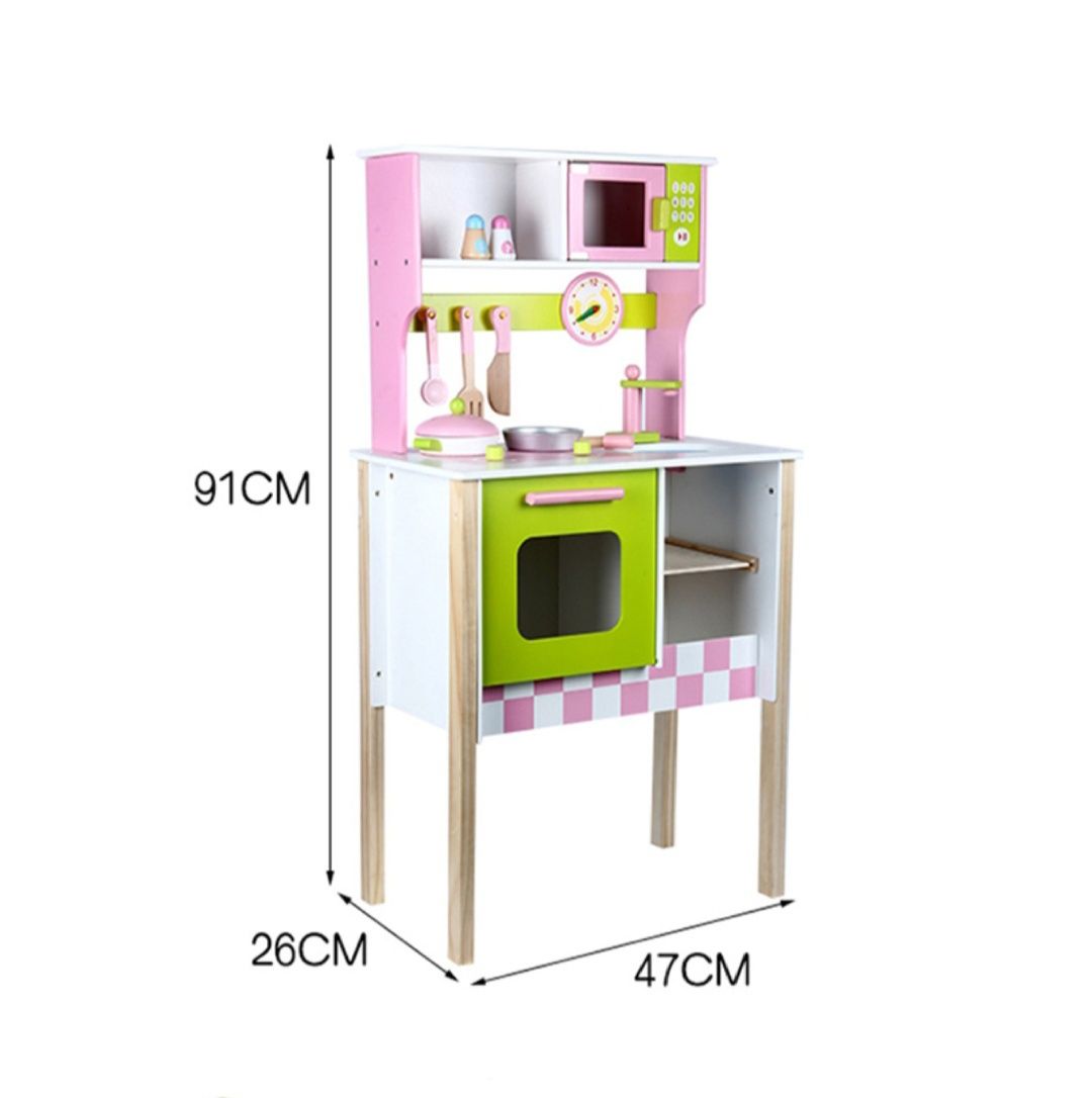 Детская игровая кухня деревянная, розовый цвет,дитяча ігрова кухня
