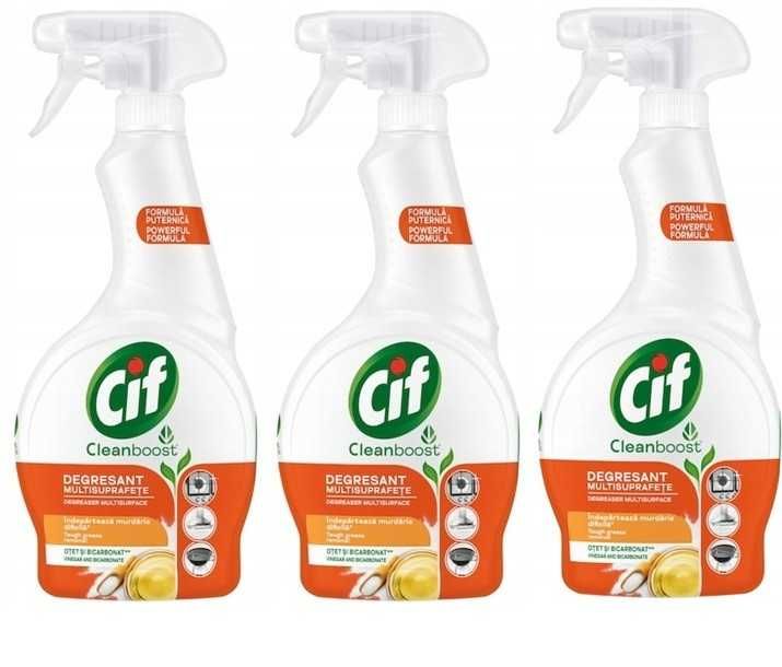 CIF Spray Odtłuszczający do wielu powierzchni z octem i sodą 500ML x 3