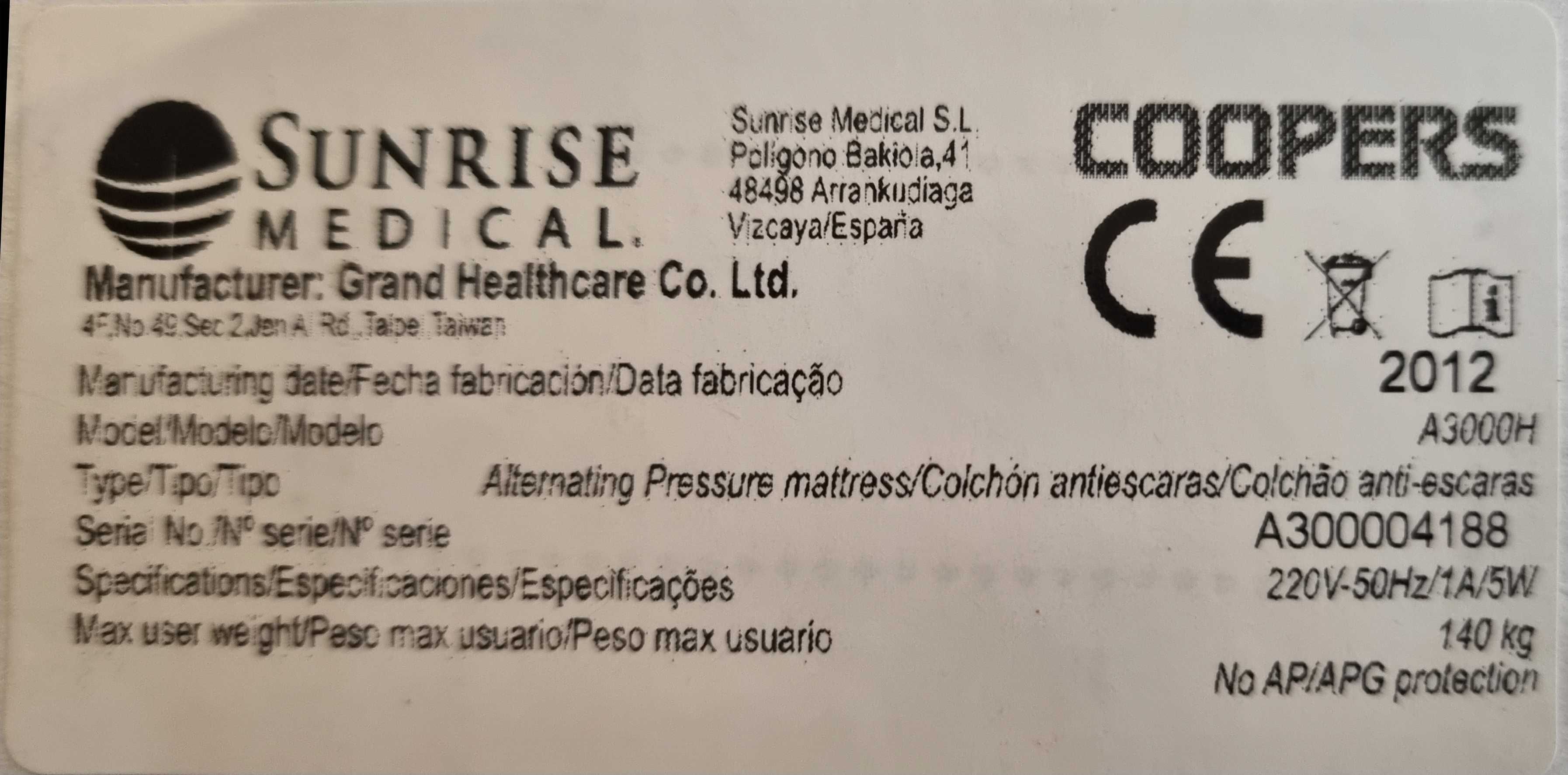 Colchão pressão alternada Sunrise Medical