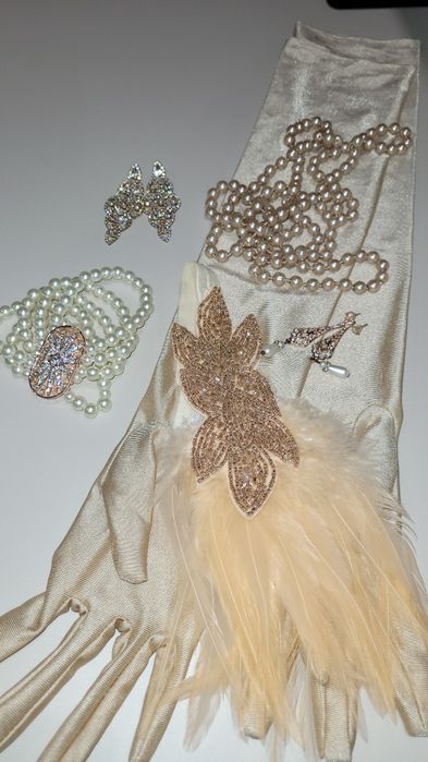 Komplet karnawałowy, szampańskie złoty