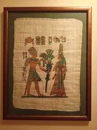 Oryginalny papirus z Egiptu w ramie