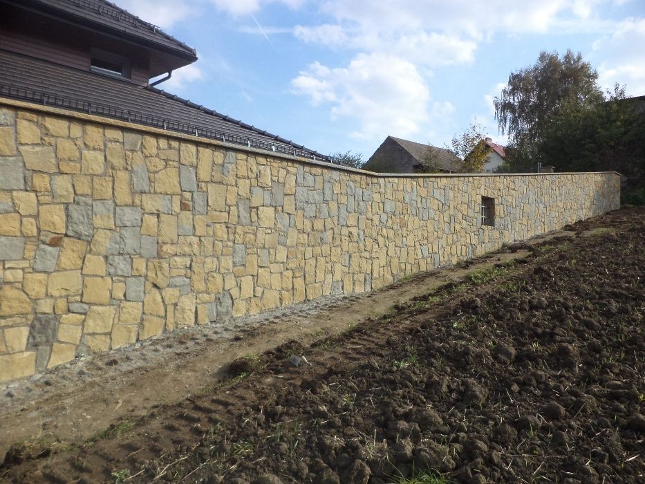 KRISBUD ogrodzenia, mur, ogrodzenie z kamienia klinkieru Wieliczka