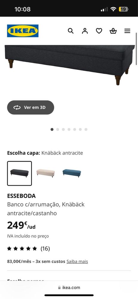 Banco com arrumação