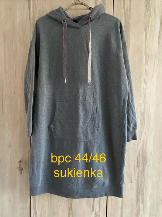 Bpc 44 46 sukienka szara  kangurek bluza sportowa wygodna plus size
