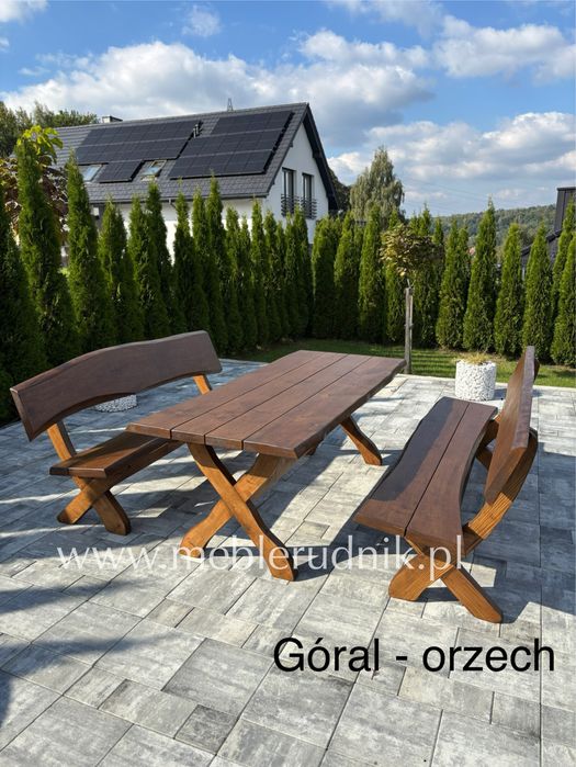 Meble ogrodowe drewniane olcha 200cm grube masywne