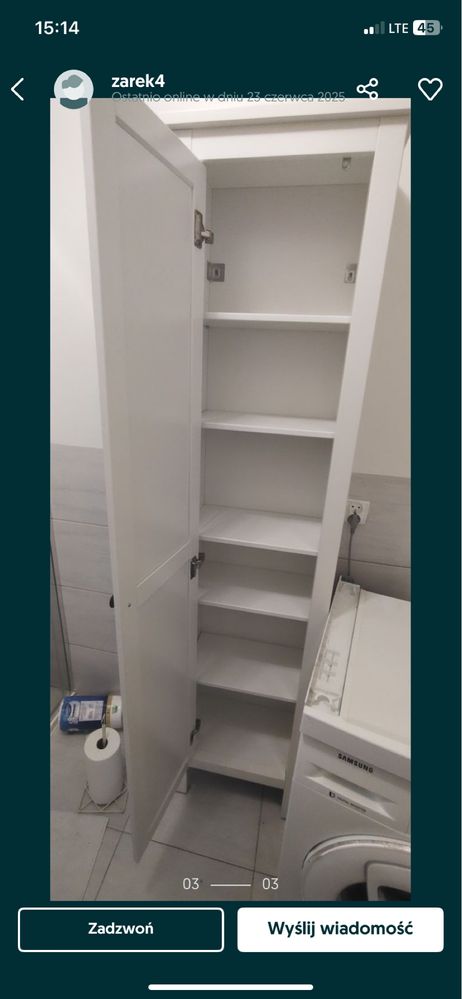 HEMNES Szafka wysoka z lustrem, biały, 49x31x200 cm