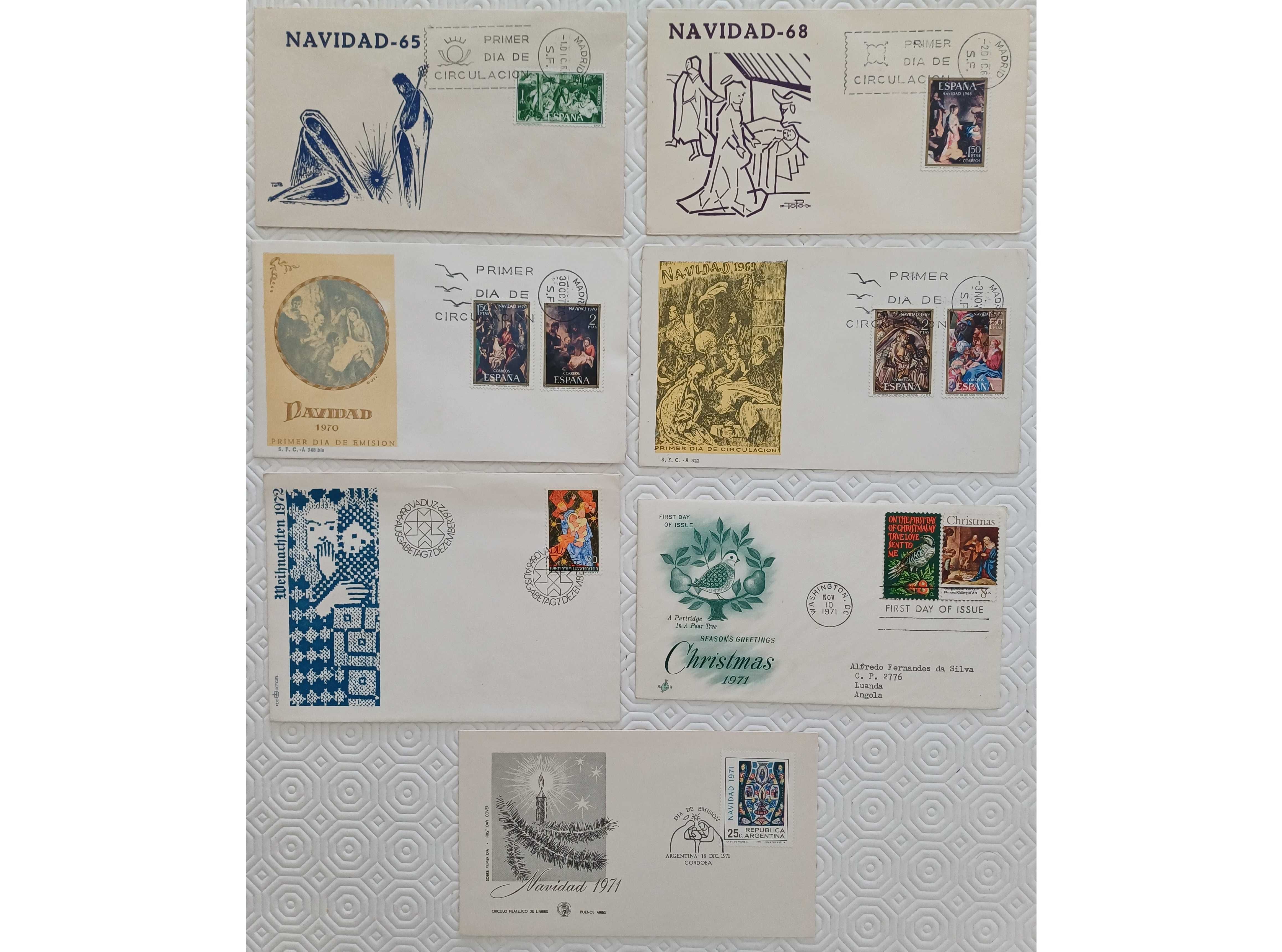 Filatelia - Lote de 7 FDC – Tema Natal