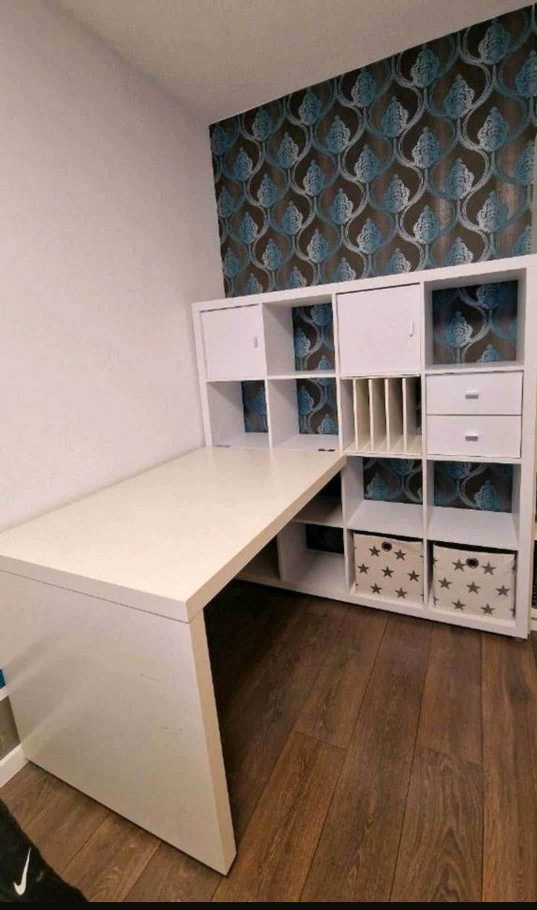IKEA, REGAŁ, KALLAX/LINNMON Biurko, biały, 147x139x147 cm