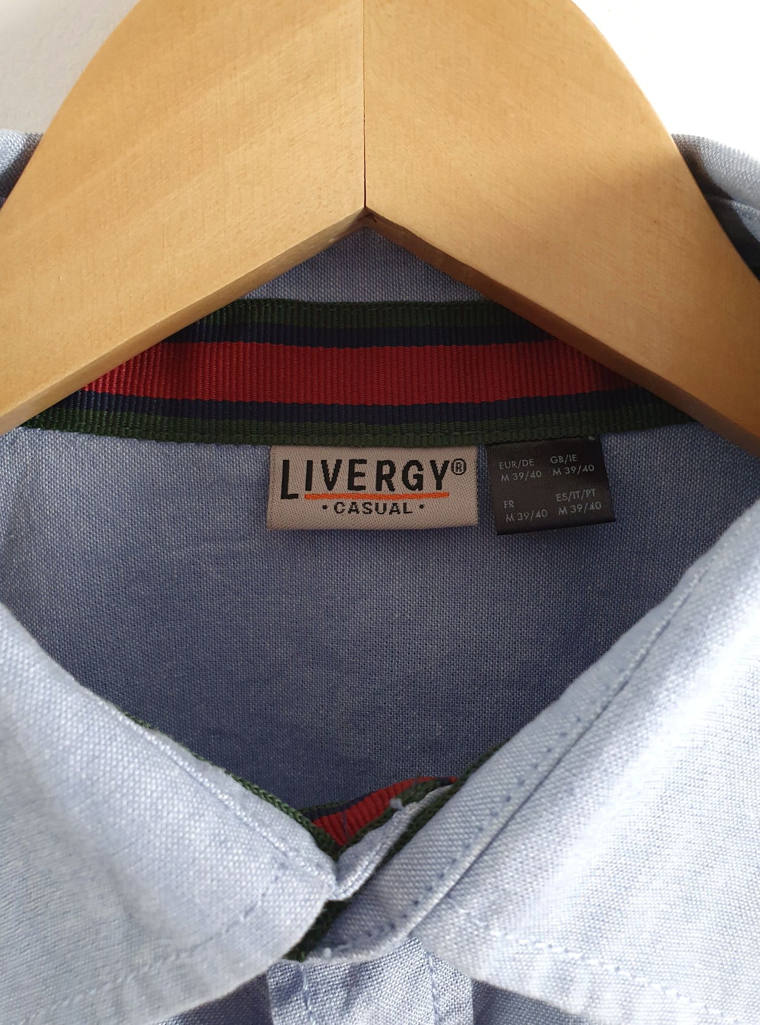 Niebieska bawełniana koszula męska casual bawełna cotton Livergy M/L