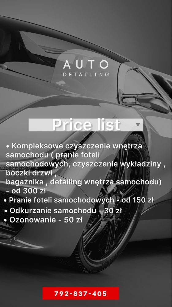 Detailing auto, pranie tapicerki, zabezpieczenie lakieru woskiem .