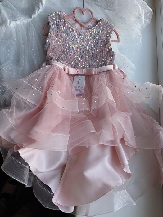 Плаття рожеве дитяче довге сукня рожева дитяча платье 110 116 120 130