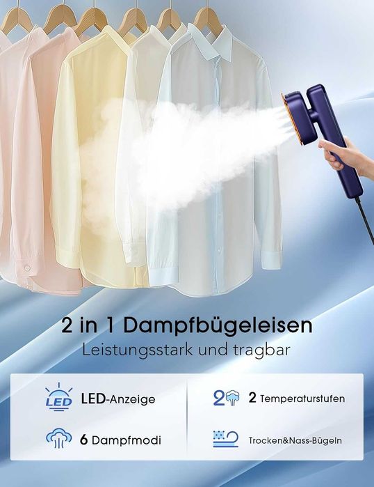 Parownica parowa żelazko 2w1 szybkie nagrzewanie 110-240V ekran LED