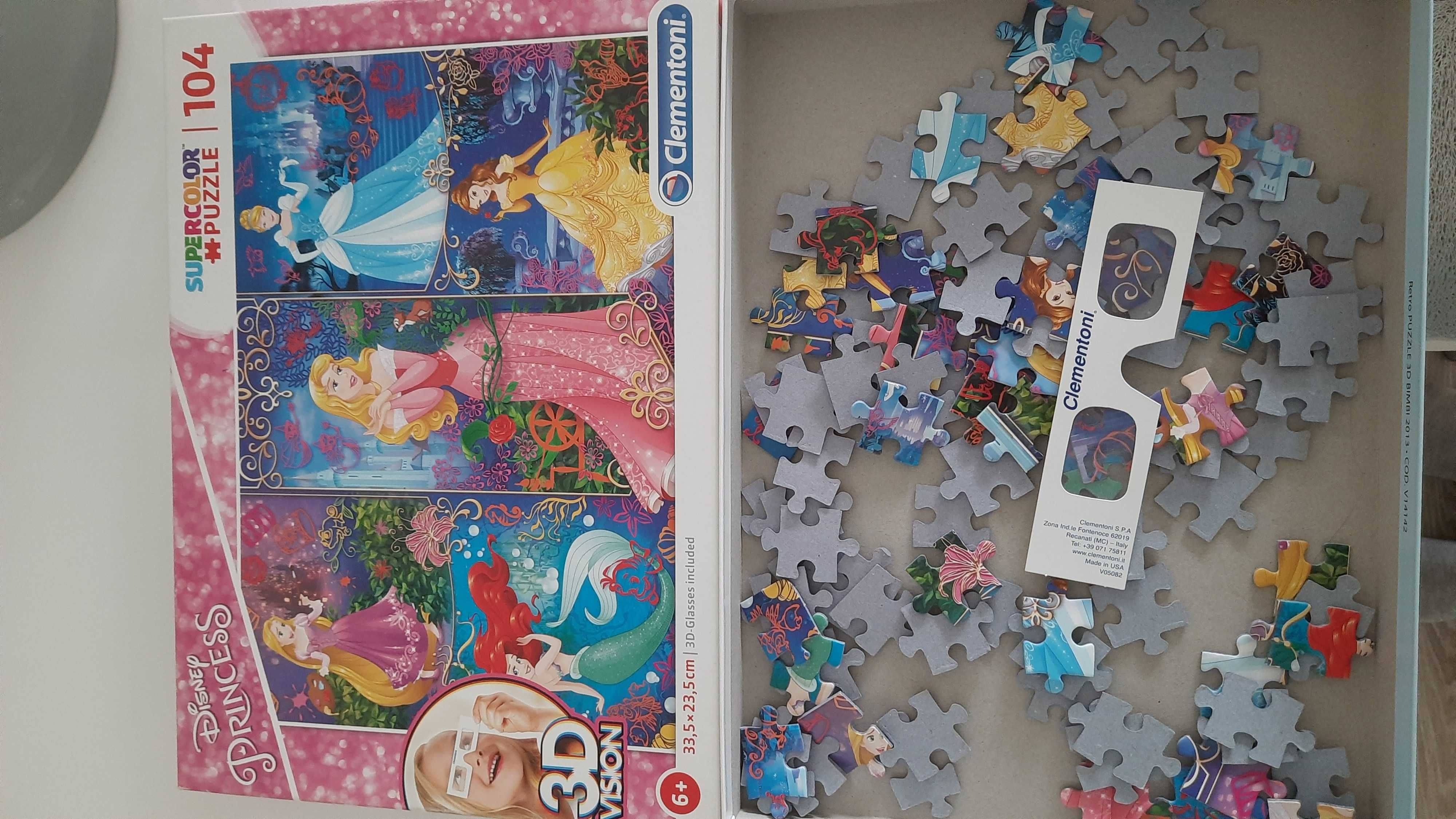 Puzzle zestaw 3 szt. 3D Księżniczki, Kubuś Puchatek, Enchamtimals