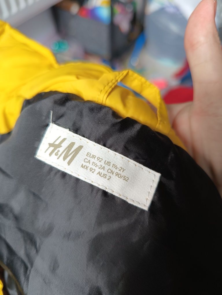 Kamizelka z kapturem, bezrękawnik żółty h&m 92