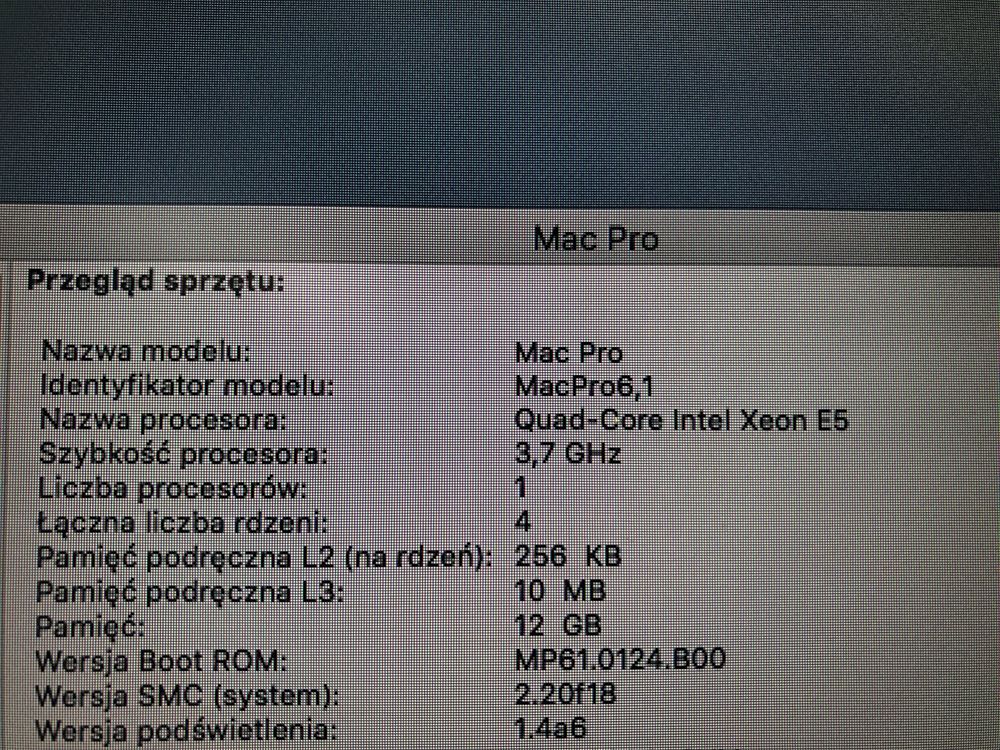 Mac Pro Late 2013 3,7 GHz Quad-Core Intel Xeon E5 12GB RAM