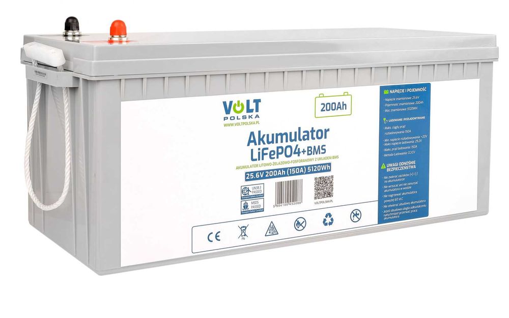 Акумулятор VOLT POLSKA LiFePo4 200Ah 150A 25,6V BMS (6AKLI24200)