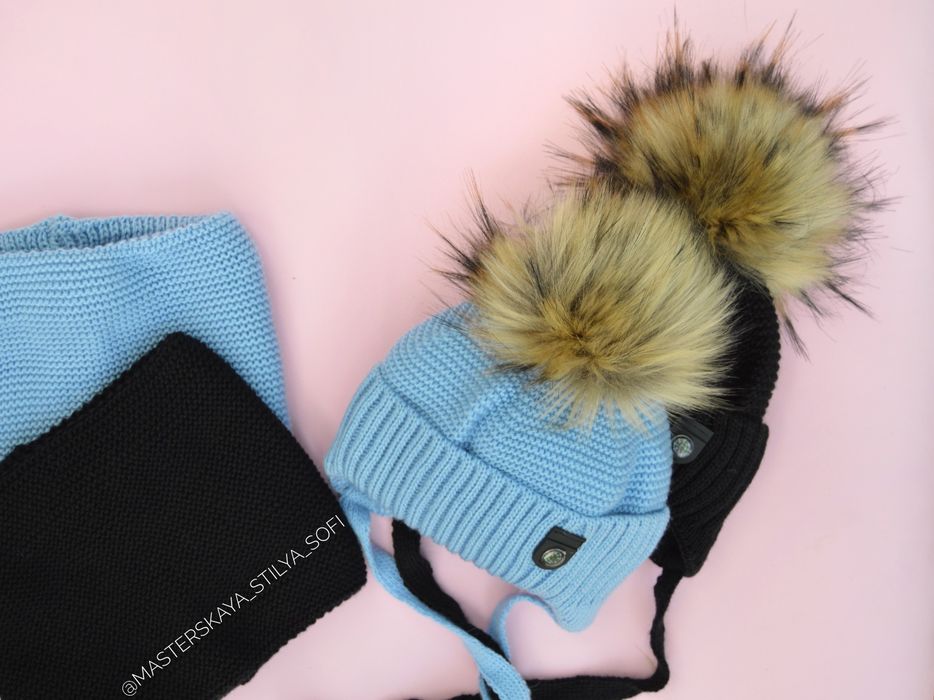 Зимова шапка на флісі+снуд