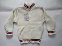 Sweter rozpinany 116-122 kremowy