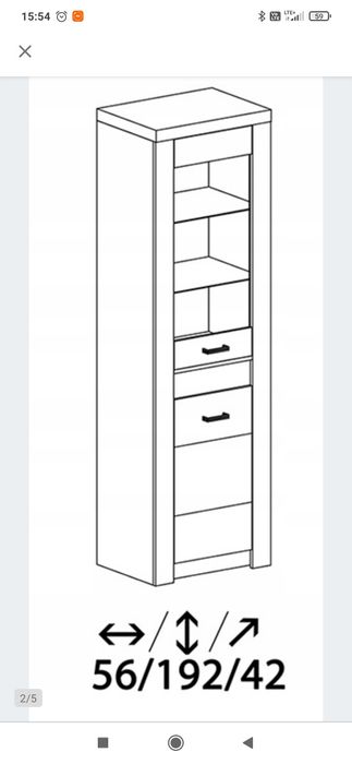 Komoda witryna słupek  jesion ciemny