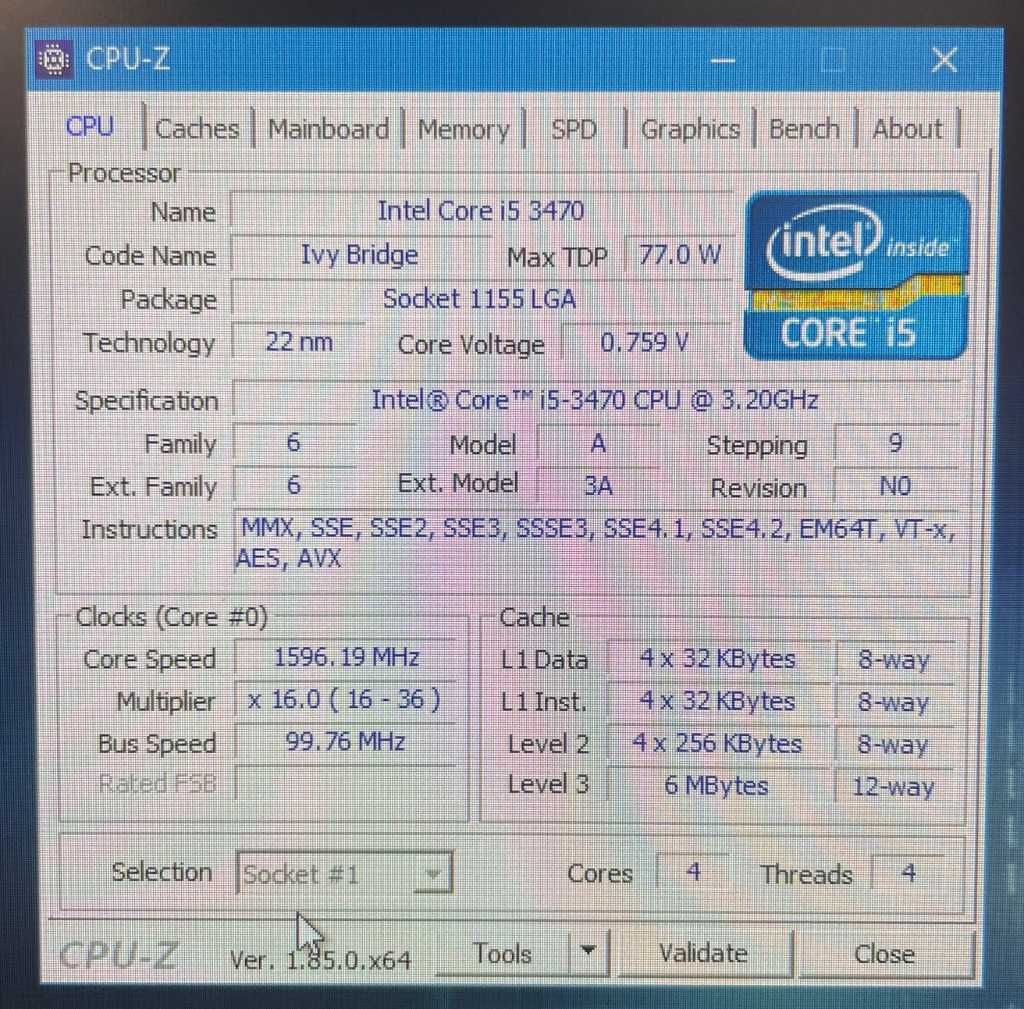 Biostar H61MHV3 + i5 3470 + 8GB DDR3 HYPERX