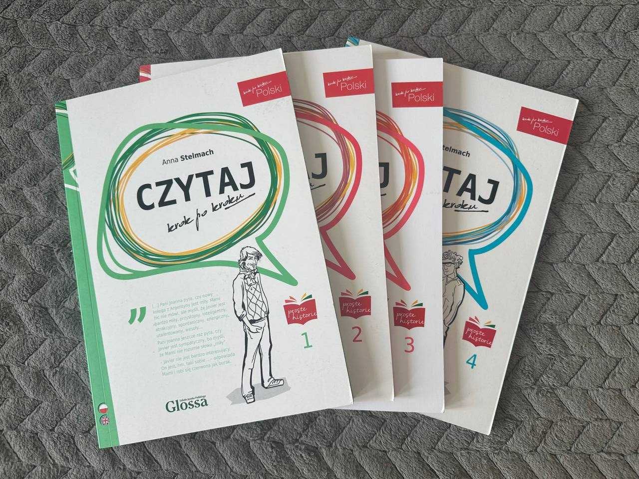 "Czytaj krok po kroku”. Tom 1-4. Teksty, ćwiczenia, słownik. poz, A1