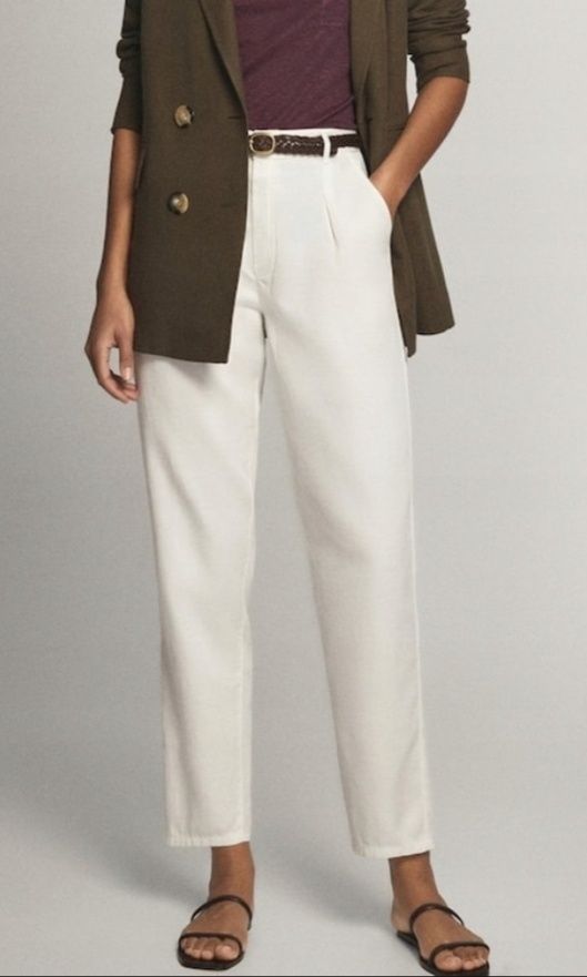 Massimo Dutti spodnie lniane cygaretki beżowe 38 M Tommy Hilfiger ASOS