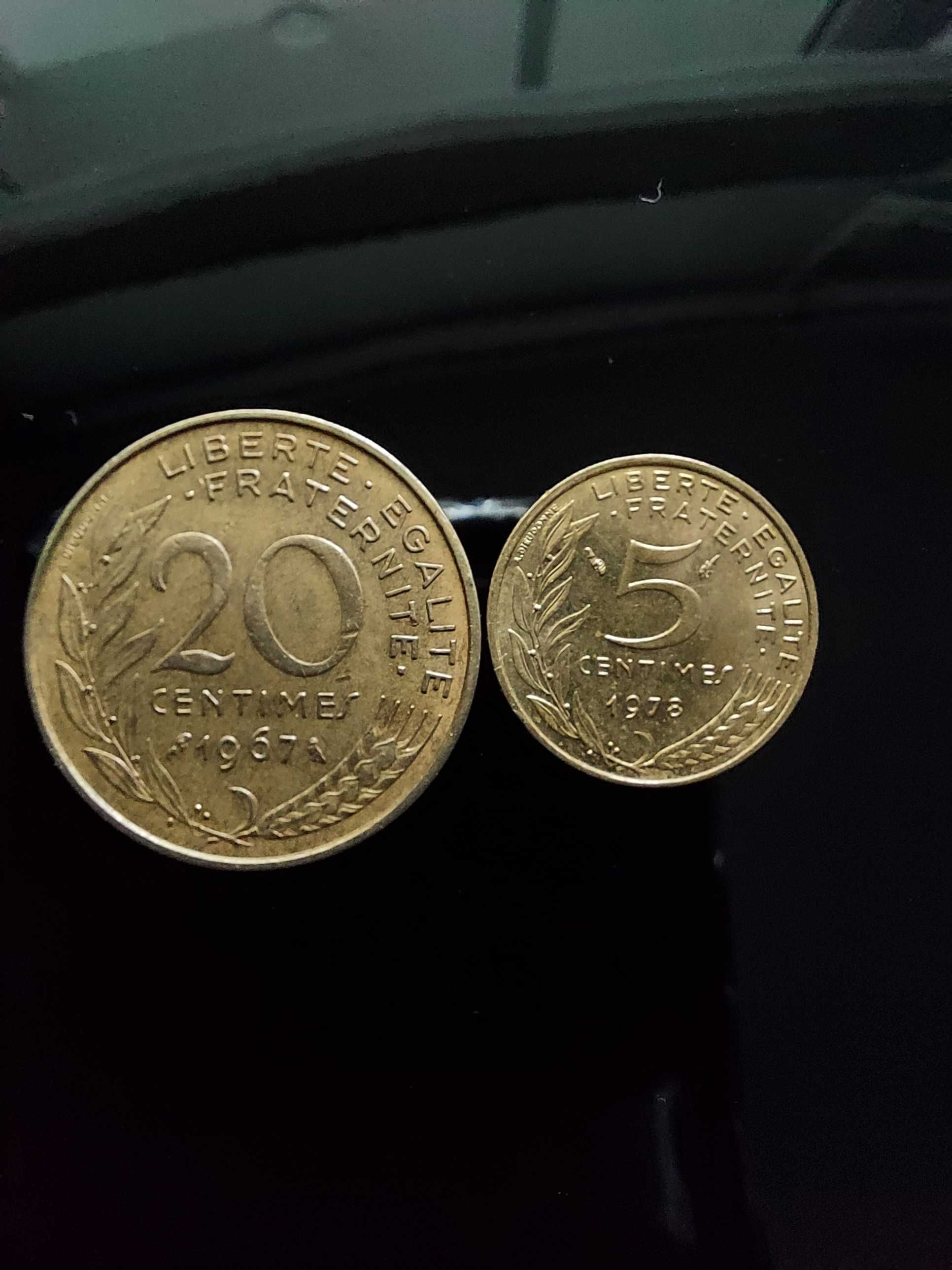 Moneta 20 (1967r.) i 5(1978r.) centimes-ZESTAW 2szt.