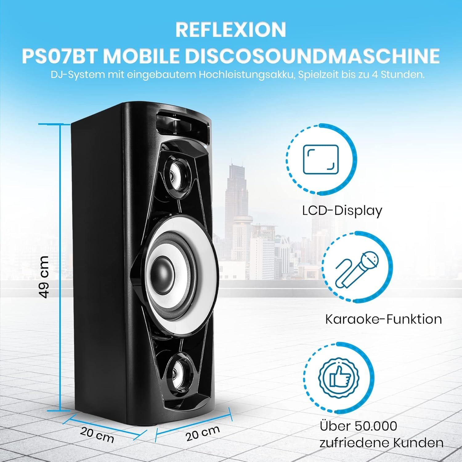 Zestaw karaoke Reflexion PS07BT Bluetooth Radio USB AUX mikrofon Nowe!