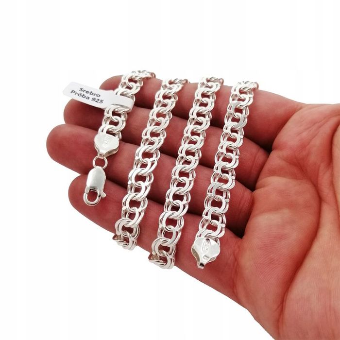 Elegancki Srebrny Męski Łańcuszek Garibaldi Pr. 925 Dla Taty Syna Dzia