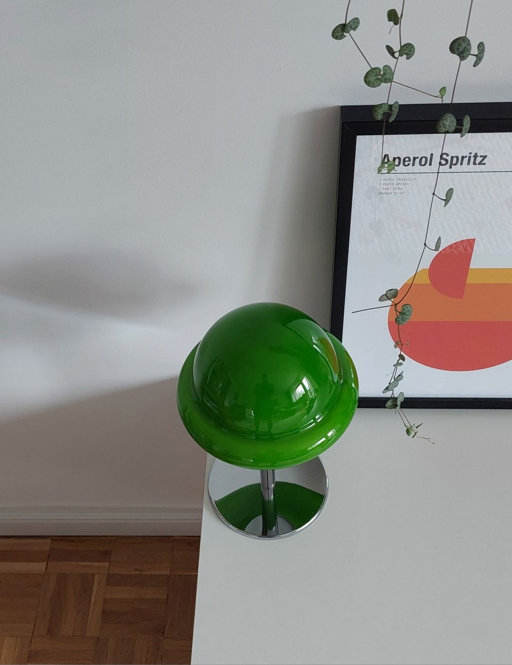 Piękna zielona lampa bauhaus szklana skandynawska grzybek LED